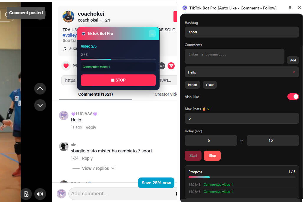 Auto Comment TikTok screenshot