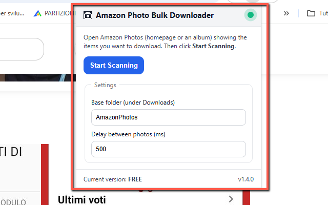 Download automation running on Amazon Photos viewer
